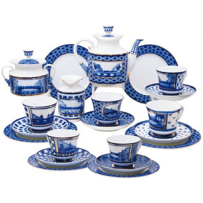 Чайный сервиз "Банкетный" с рисунком "Мосты Санкт-Петербурга" на 6 персон, 20 предметов