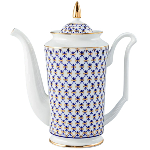 Кофейник фарфоровый "Юлия" с рисунком "Кобальтовая сетка"
