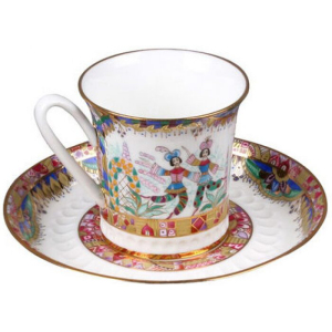 Vertical coffee set with Russian Ballet pattern (2 items)