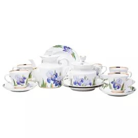 Чайный сервиз "Банкетный" с рисунком "Ирисы" на 6 персон, 20 предметов