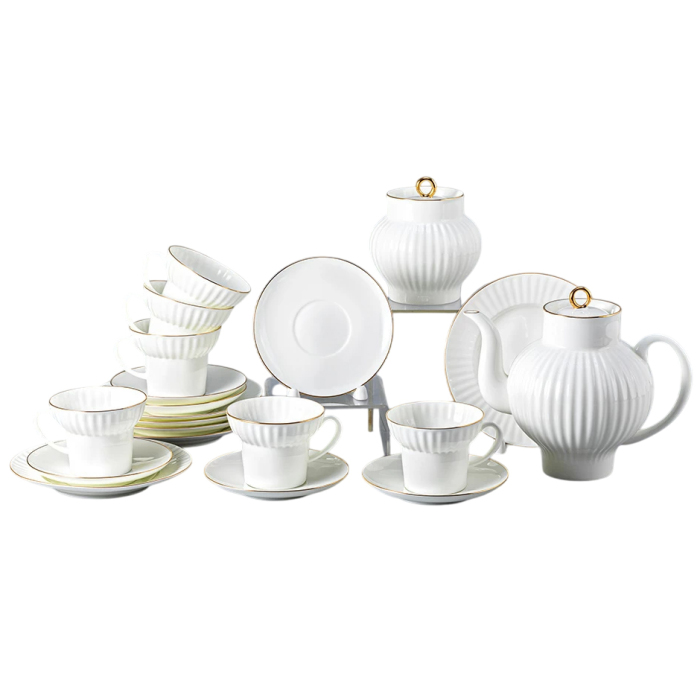 Чайный сервиз "Волна" с рисунком "Золотой кантик" на 6 персон, 20 предметов