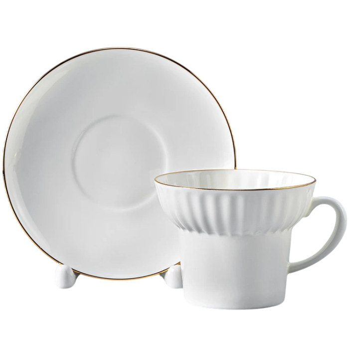 Чайный сервиз "Волна" с рисунком "Золотой кантик" на 6 персон, 20 предметов