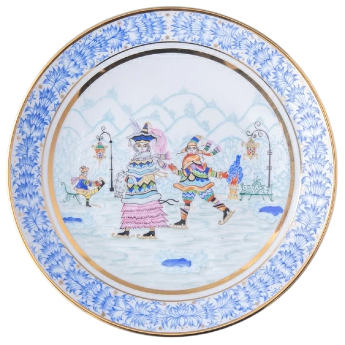 Декоративная тарелка "Эллипс" с рисунком "Зимняя фантазия"