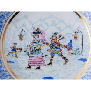 Декоративная тарелка "Эллипс" с рисунком "Зимняя фантазия"