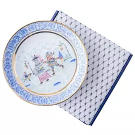 Декоративная тарелка "Эллипс" с рисунком "Зимняя фантазия"