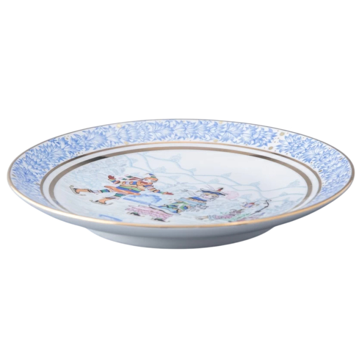 Decorative plate "Ellipse" with the pattern "Winter fun"