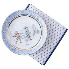 Декоративная тарелка "Эллипс" с рисунком "Зимняя забава"