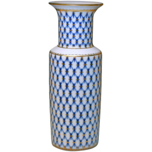 Porcelain vase "Cylindrical" with a pattern of "Cobalt mesh"