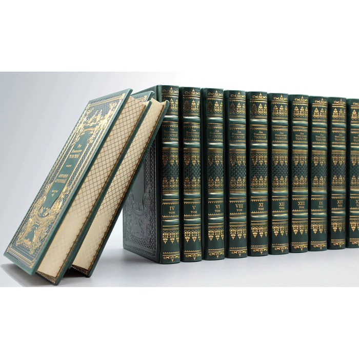 Leather-bound gift book "The collected works of L. Tolstoy in 20 volumes"