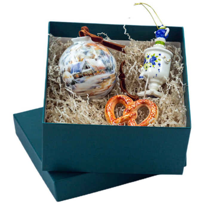 Набор елочных игрушек из фарфора "За самоваром" 3 шт
