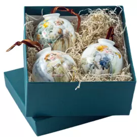 Набор елочных шаров из фарфора "Ретро-детство" 3 шт.