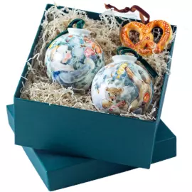 Set of Christmas tree balls made of porcelain "Lesnaya skazka" 3 pcs.