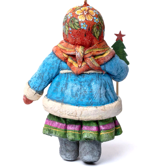 Collectible Christmas tree cotton toy "Alexandra with a Christmas tree" from the collection "Russian North"