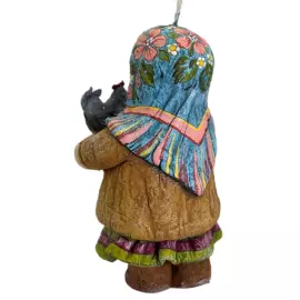 Коллекционная елочная ватная игрушка "Анисья с курочкой" из коллекции "Русский север"