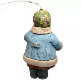 Коллекционная елочная ватная игрушка "Дашенька с бубном" из коллекции "Русский север"