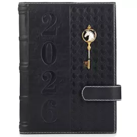 Ежедневник кожаный с серебряным декором "Лошадь 2026"