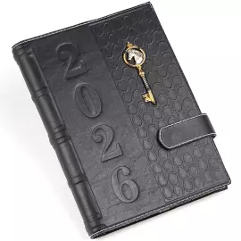 Ежедневник кожаный с серебряным декором "Лошадь 2026"