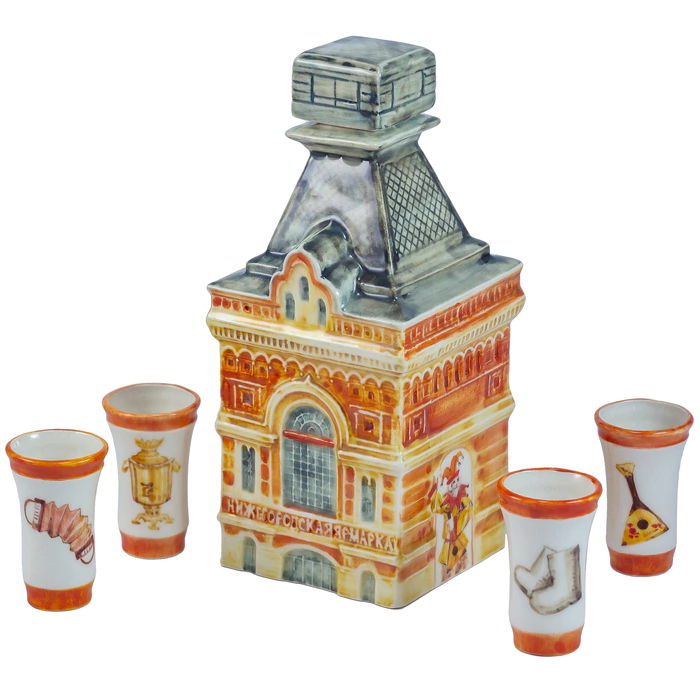 Drinking porcelain set "Nizhny Novgorod Fair" for 4 persons