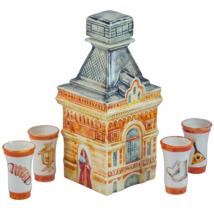 Drinking porcelain set "Nizhny Novgorod Fair" for 4 persons