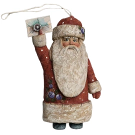 Коллекционная елочная ватная игрушка "Дед Мороз с новогодней почтой" из коллекции "Новый год"