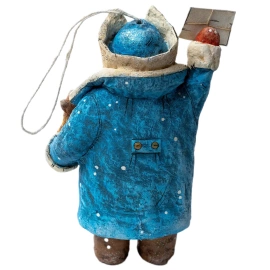 Коллекционная елочная ватная игрушка "Дед Мороз с письмом и игрушкой" из коллекции "Новый год"