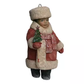 Коллекционная елочная ватная игрушка "Малыш Новый год с елочкой" из коллекции "Новый год"