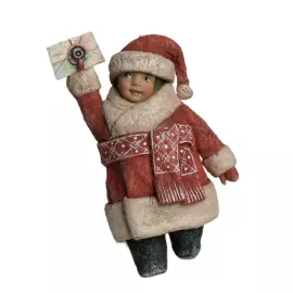 Collectible Christmas tree cotton wool toy "Boy New Year with a letter" from the collection "New Year"