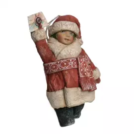 Collectible Christmas tree cotton wool toy "Boy New Year with a letter" from the collection "New Year"