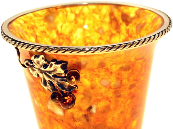 A glass of amber vodka "Grape"