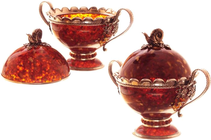 Amber sugar bowl "Grapes"