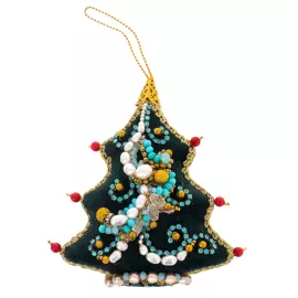 Set of 4 Christmas Tree toys in a blue gift box