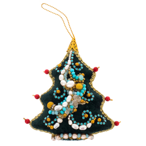 Набор из 4 елочных игрушек в подарочной синей коробке