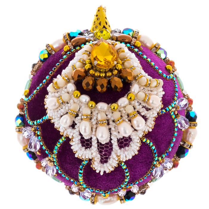 Набор из 4 елочных игрушек в подарочной синей коробке