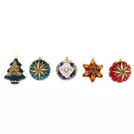 Set of 5 Christmas Tree toys in a red gift box