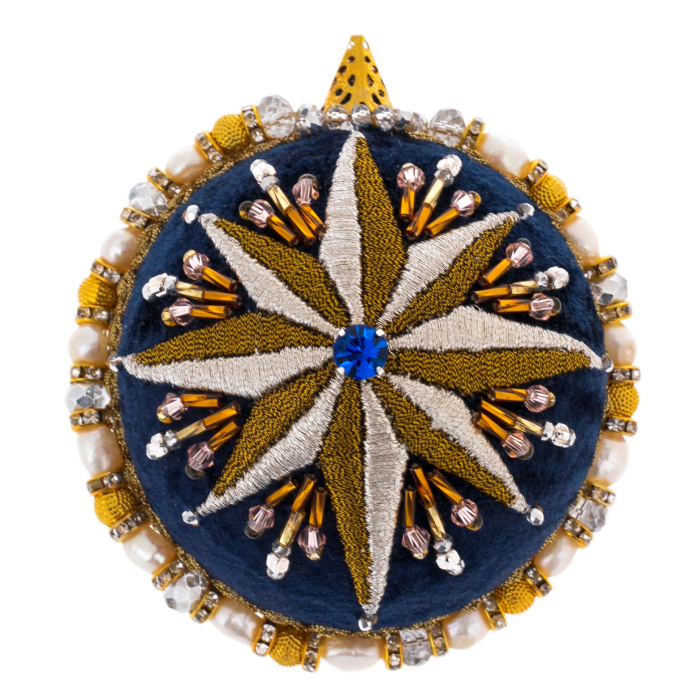 Набор из 5 елочных игрушек в подарочной синей коробке