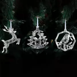 Набор ёлочных игрушек из обсидиана и смолы "Новогодний" коллекции "Stories" 3 шт