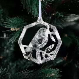 Набор ёлочных игрушек из обсидиана и смолы "Новогодний" коллекции "Stories" 3 шт