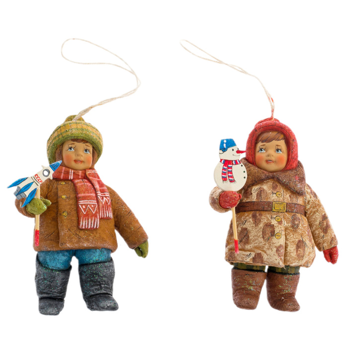 Подарочный набор "Новогодняя ночь" с книгой и 2-мя елочными игрушками из ваты