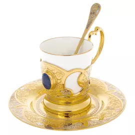 Lapis Lazuli coffee set for 1 person, Zlatoust