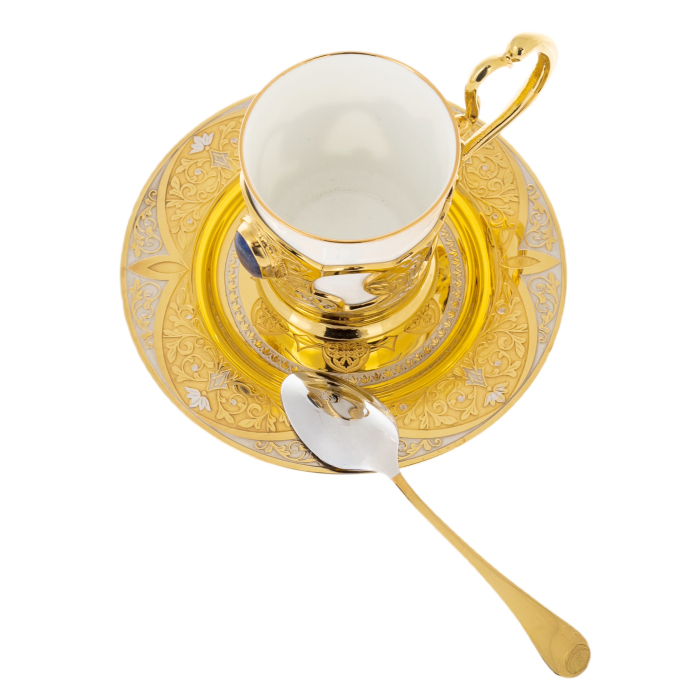 Кофейная пара с лазуритом "Утро" Златоуст