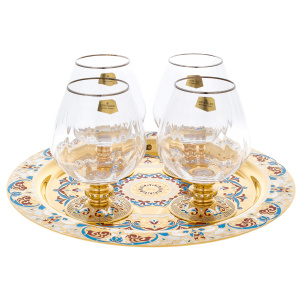 Набор для коньяка на блюде "Букет" на 4 персоны, Златоуст