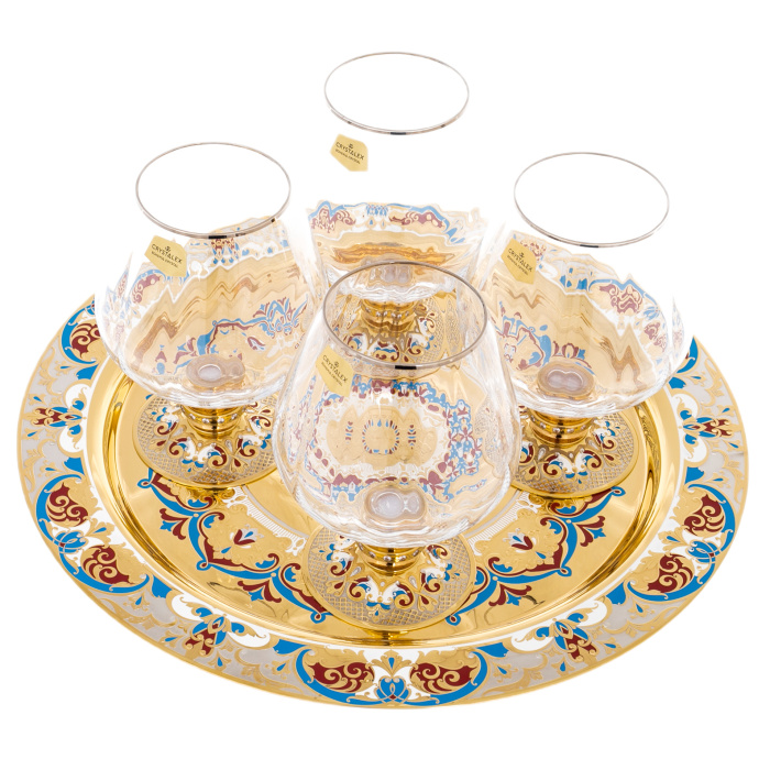 Набор для коньяка на блюде "Букет" на 4 персоны, Златоуст