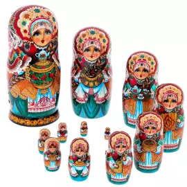 Матрешка на 15 мест "Чаепитие" 33 см