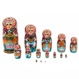 Матрешка на 15 мест "Чаепитие" 33 см