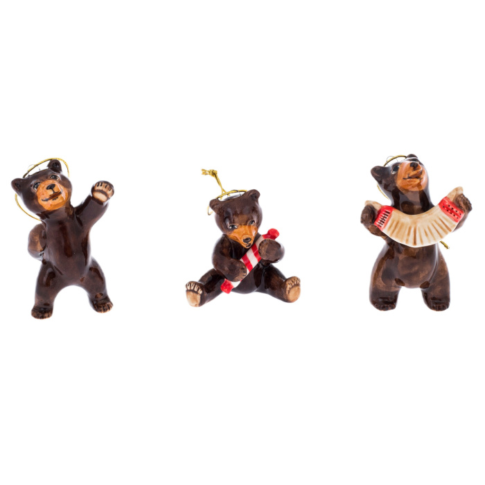 Набор елочных игрушек из фарфора "Мишки" 3шт