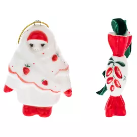 Набор елочных игрушек из фарфора "Кулема и конфета" 2шт