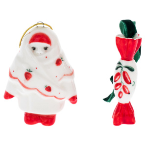 Набор елочных игрушек из фарфора "Кулема и конфета" 2шт