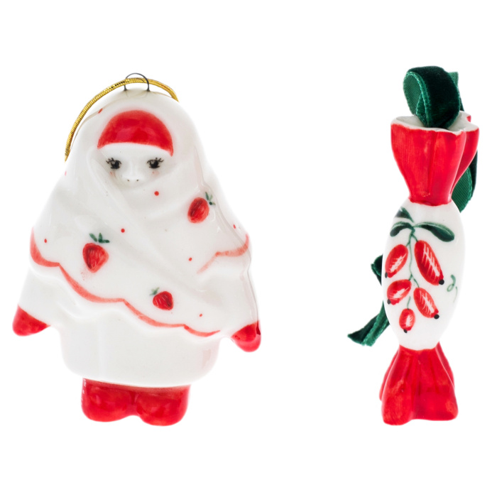 Набор елочных игрушек из фарфора "Кулема и конфета" 2шт