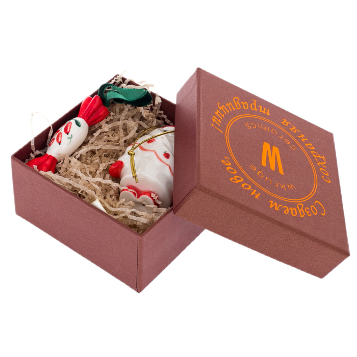 Набор елочных игрушек из фарфора "Кулема и конфета" 2шт