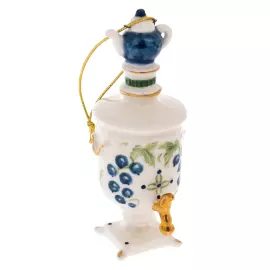Set of Christmas tree toys made of porcelain "At the Samovar" blue, 3 pcs